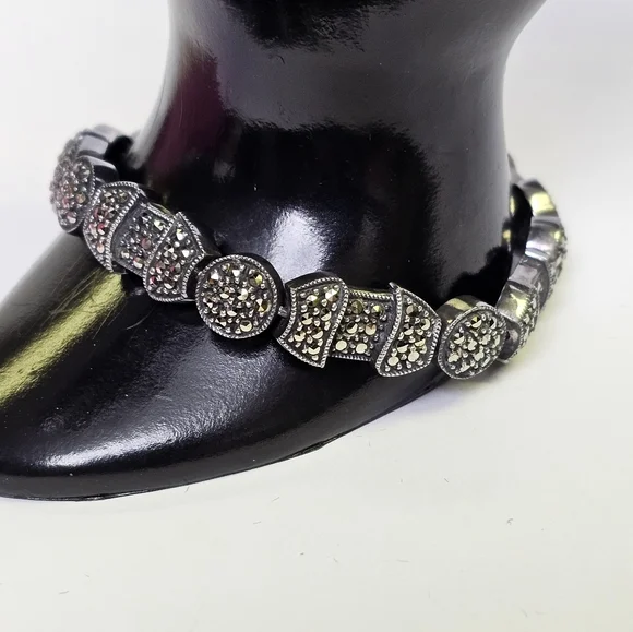 Judith Jack Art Deco Style Sterling Silver & Marcasites Bracelet! - Picture 6 of 6